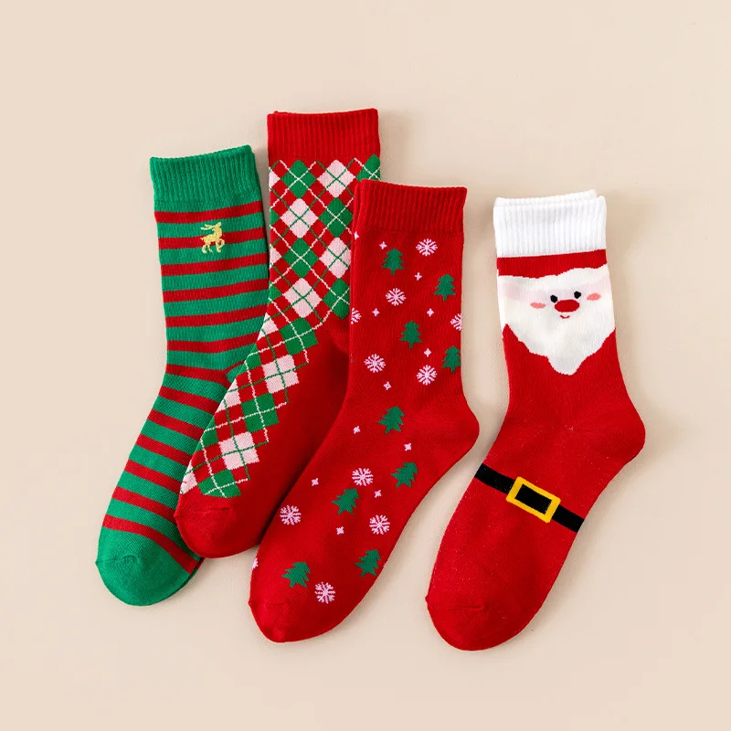 

New Autumn And Winter Christmas Stockings Fashion Christmas Socks For Woman Mid-calf Socks Knitted Winter Socks
