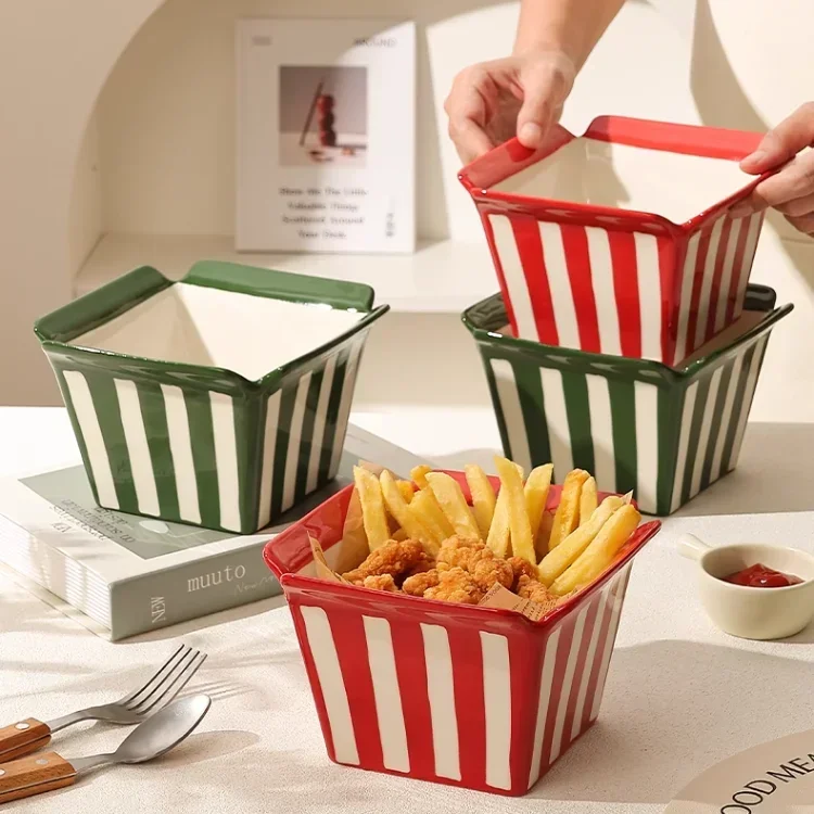 Pommes Frites gebratene Hühnchenânße Schüssel Obst teller Snack Eis Tasse Obstschale Wohnkultur Lagerung