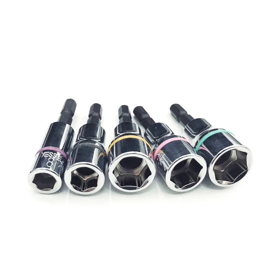 VESSEL BW-70 Hexagonal Socket Set 5Pcs 60mm Socket Adapter Electirc Drill Bit Sleeve Nut Removal Tools Nut Wrench Hand Tool