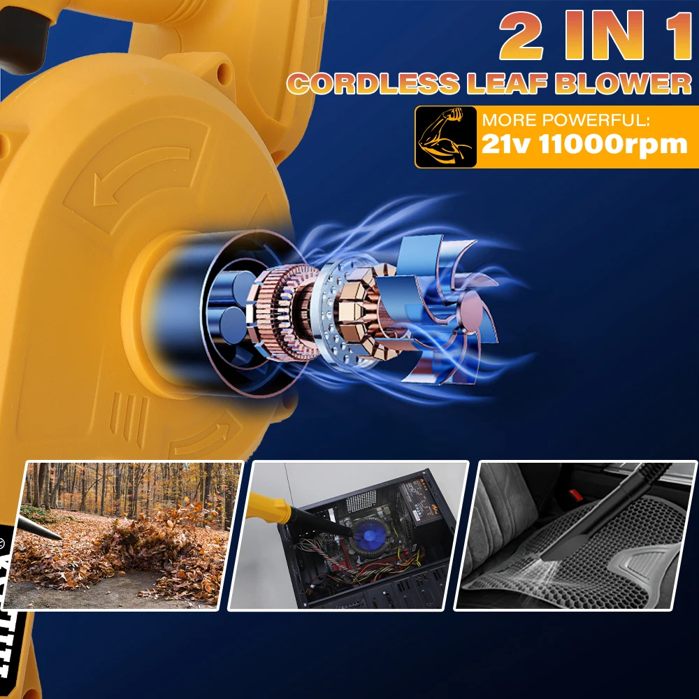 HILDA 18V Electric Air Blower 2IN 1Vacuum Cleaner Dust Computer Collector Cordless Handheld Power Tools For Makita No Battery view 2