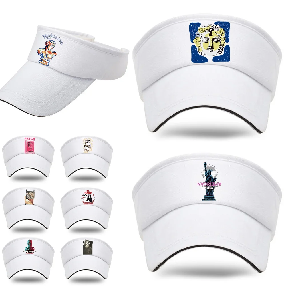 Women's Summer Sunscreen Air Sun Caps Outdoor Sports Run Baseball Cap Adjustable Street Hats Sculpture Print Empty Top Hat