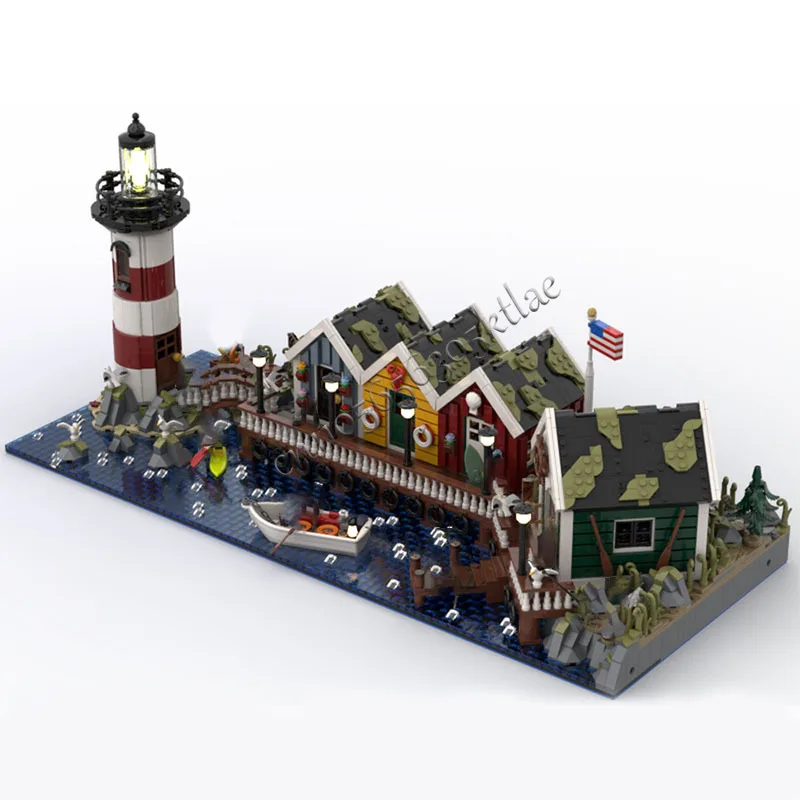 4955 PCS MOC City Street Views Modulare Coast Town Diorama Building Blocks Fai da te Assemblaggio educativo Giocattolo per bambini Popolare Festival Regalo