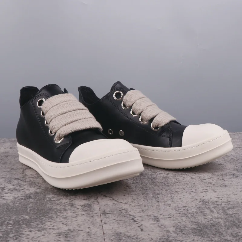 Men Casual Shoes For Women Owen Shoes Genuine Leather Thick Shoelaces Slip On Low Sneakers Style Vintage Luxury Designers Boots