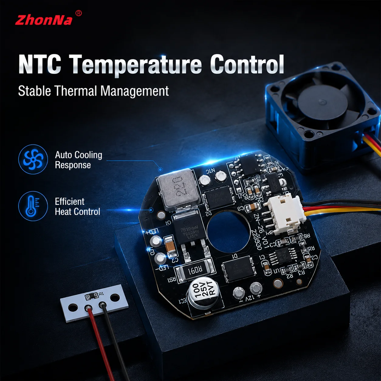 ZhonNa Blue Laser Conversion White Light Module LD Driver Board NTC Control 12V 1A-3.5A Fan Cooling Tool Instrument Accessories