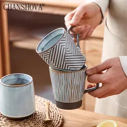CHANSHOVA-European Retro Style Ceramic Coffee Mug, China Porcelain Tea Cup, Milk Mug, 200ml, 250ml, 300ml, 400ml, H657