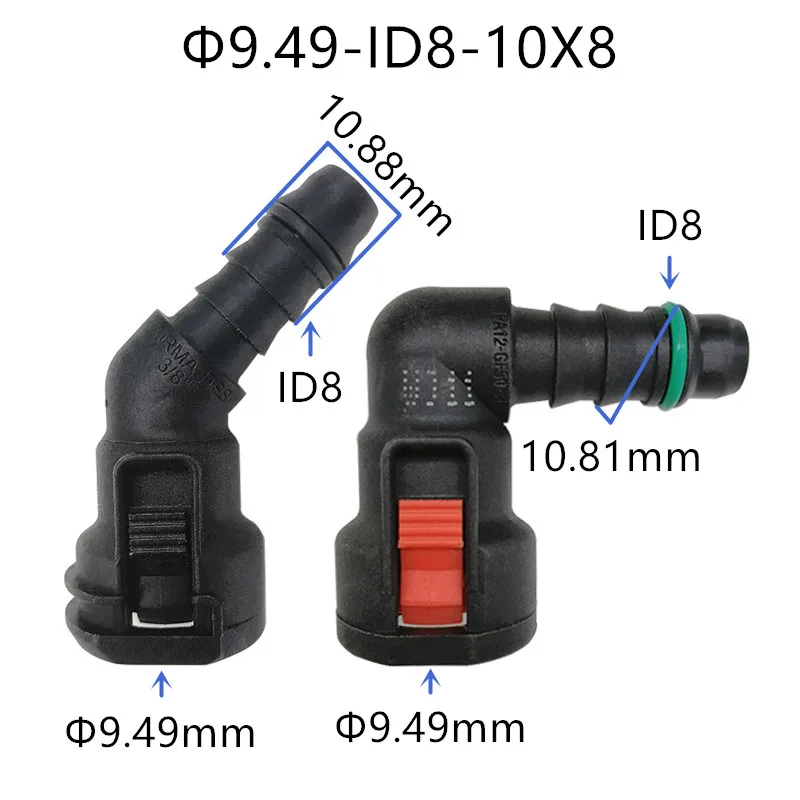 9.49mm-ID8 90 stopni szybkozłącze przewodu paliwowego złącze plastikowe dla Ford Volkswagen Audi 2 szt. dużo