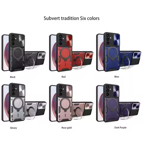 Magnetic Slide Camera 360 Rotation Phone Case For Samsung S24 Ultra S23 Plus S22 S21 FE S20 Kickstand Armor Ring Cover 100Pcs