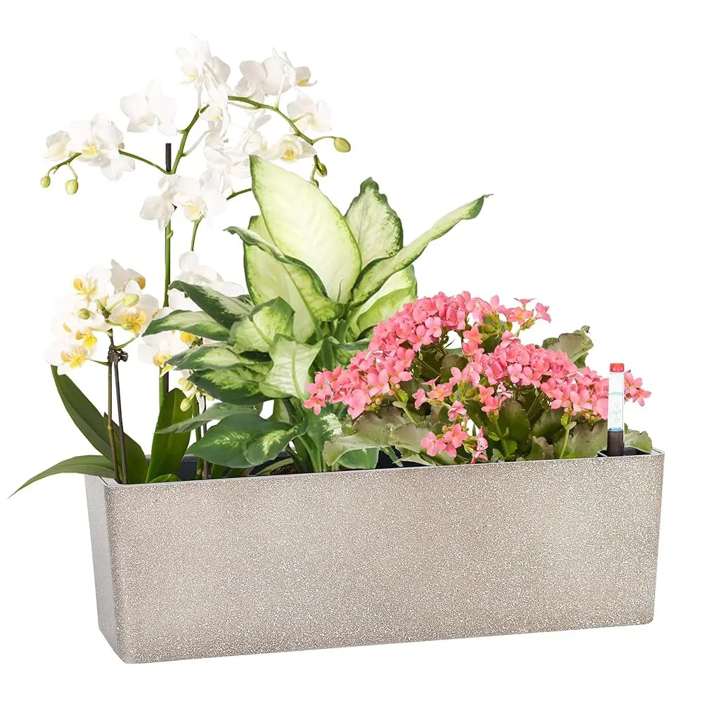 

Удлиненные самополивающиеся кашпо для оконных боксов 5.5 x 16 дюймов, современные декоративные горшки для дома и сада, подходят для любого интерьера