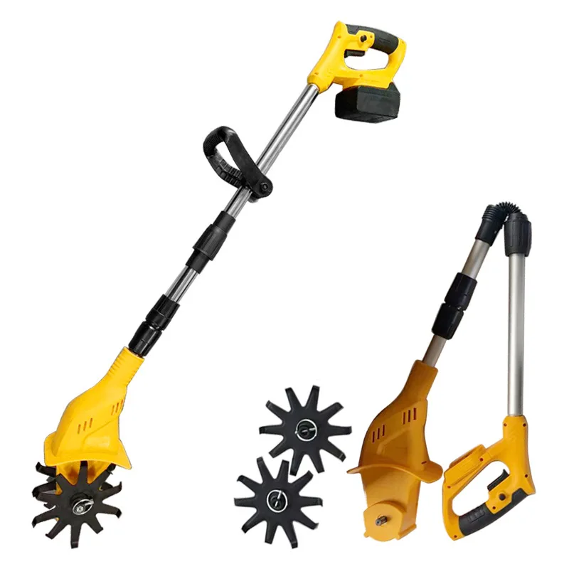 Handheld 20V lithium battery micro-tiller, scarifier, agricultural soil-turning household small electric hoe rotary tiller