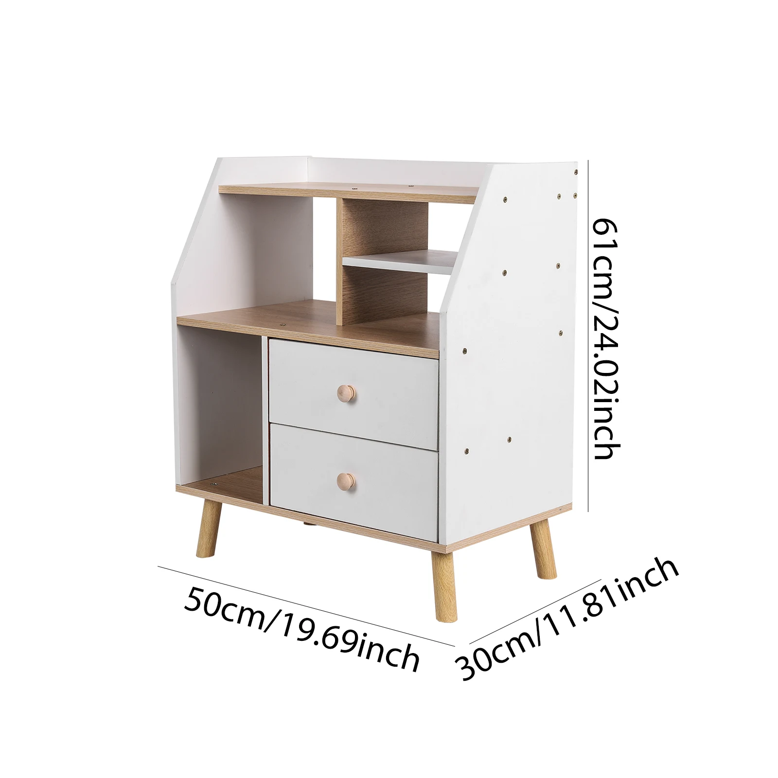 

Wooden Modern Bedside Table with 2 Drawers Simple Bedside Storage Locker Nordic Bedside Storage Cabinet for Home Bedroom