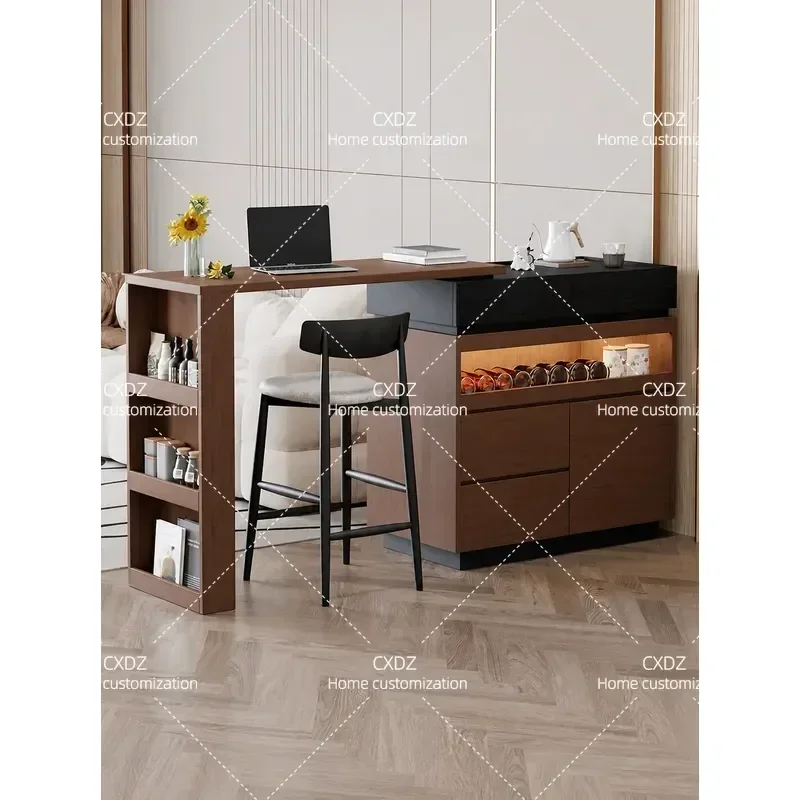 Retractable Mobile Bar Table Household Partition Sofa Side Cabinet Living Room Small Apartment Dining Side Cabinet Integrated