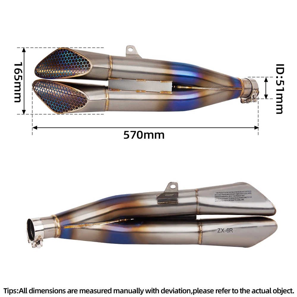 Mm Motorcycle Exhaust Muffler With DB Killer, Universal Slip-On Pipe For Street Bike, Stainless Steel , Racing Escape System, Mo