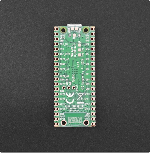 Raspberry Pi Pico 2W |   Dwurdzeniowy mikrokontroler RP2350 |   WiFi i Bluetooth 5.2 |   4 MB pamięci flash |   26x GPIO |   Obsługa MicroPython i C/C++