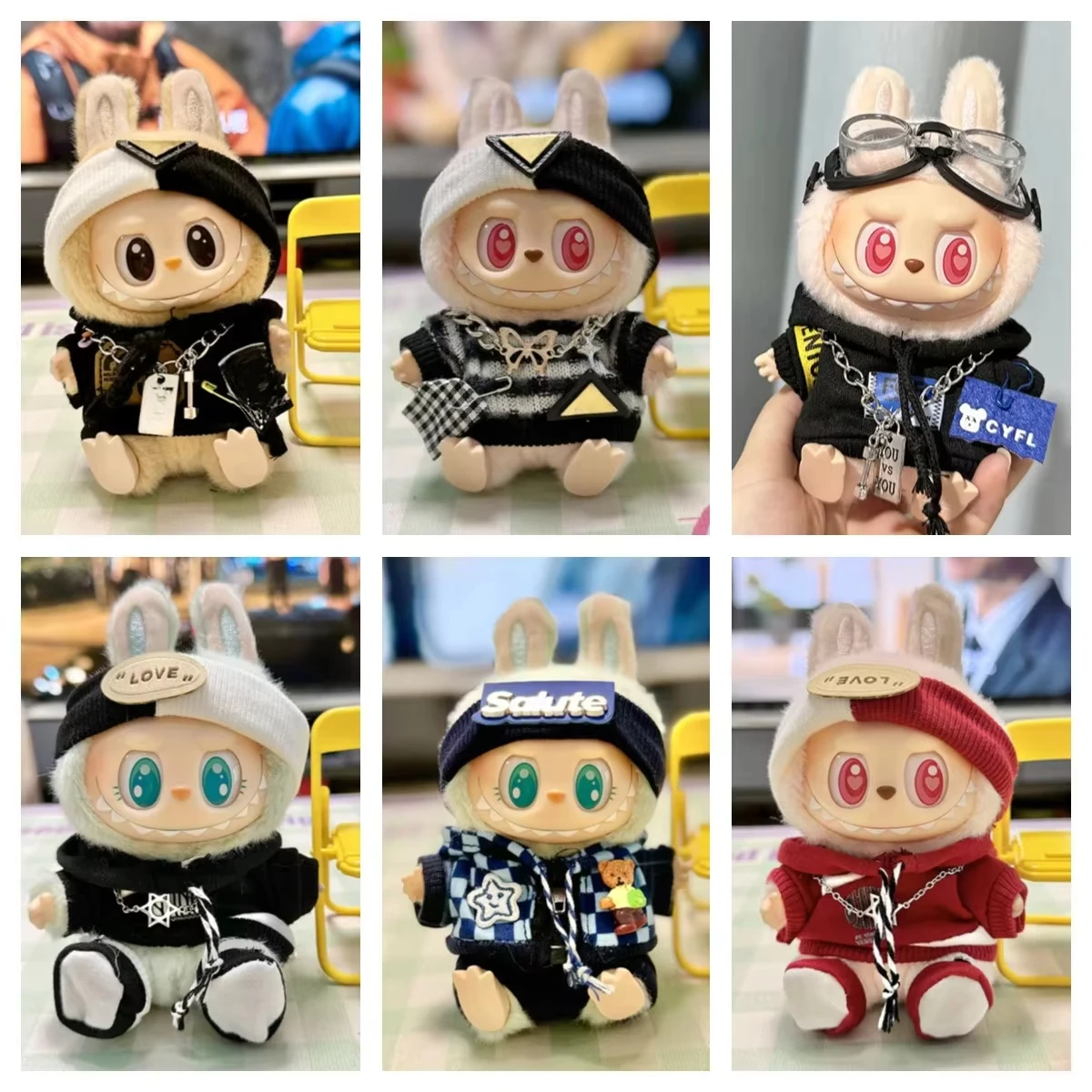 For 17cm Labubu V1 V2 Idol Dolls Clothes Cute Hoodie Mini Doll Sitting Party Outfit Clothing Korea Kpop Exo DIY Gifts