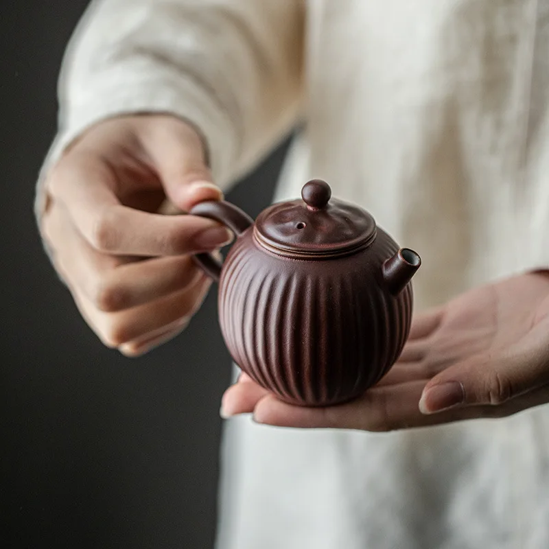 Ceramic Handmade Teapot With Filter Hole Tea Maker Hawthorn Red High-grade Teapot Kung Fu Tea Set Small Pot