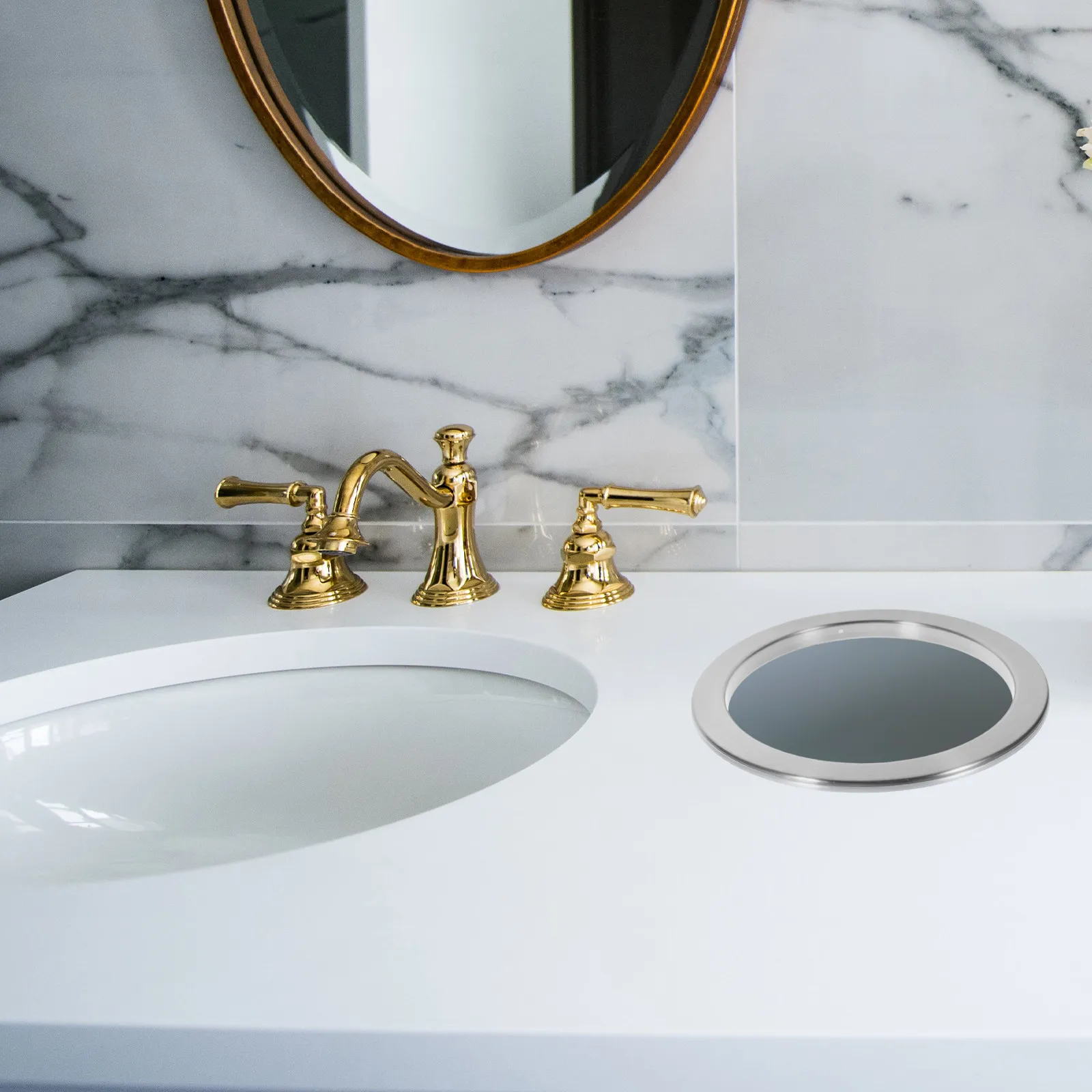 

Круглый встраиваемый сливной канал из нержавеющей стали для мусора, для кухонной столешницы и ванной комнаты, с гладкой поверхностью, устойчивой к царапинам