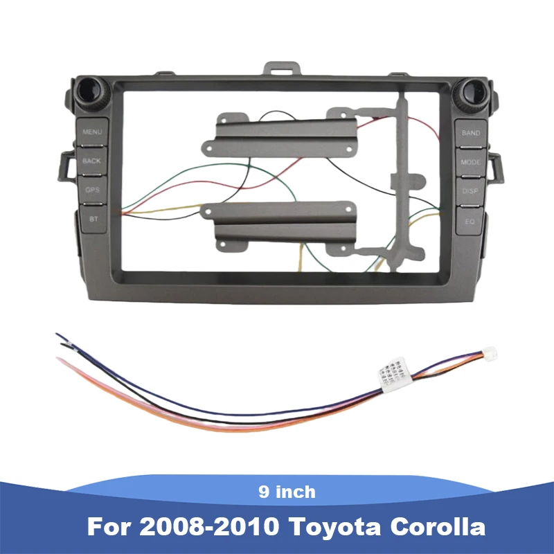 

Для Toyota Corolla 2008-2010 гг., 9-дюймовая рамка для автомобильного радиоприемника с жгутом проводов, комплект стереоприборной панели, комплект для установки приборной панели