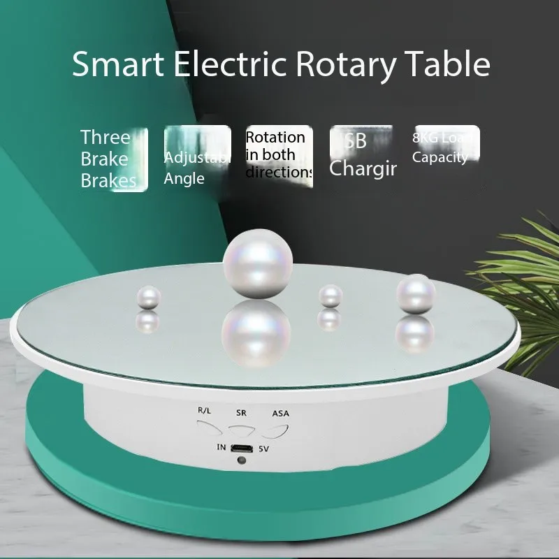 Electric turntable charging, automatic live broadcast, turntable jewelry figure video base, electric rotating display