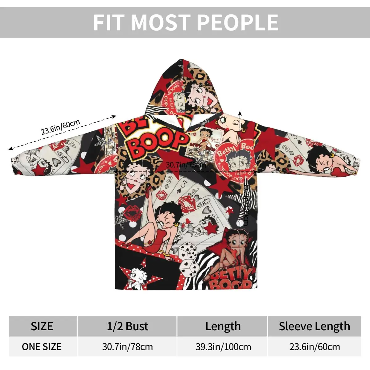 B-Bettys Boops ウェアラブルブランケットパーカー レディース メンズ オーバーサイズ スウェットシャツブランケット ポケット付き