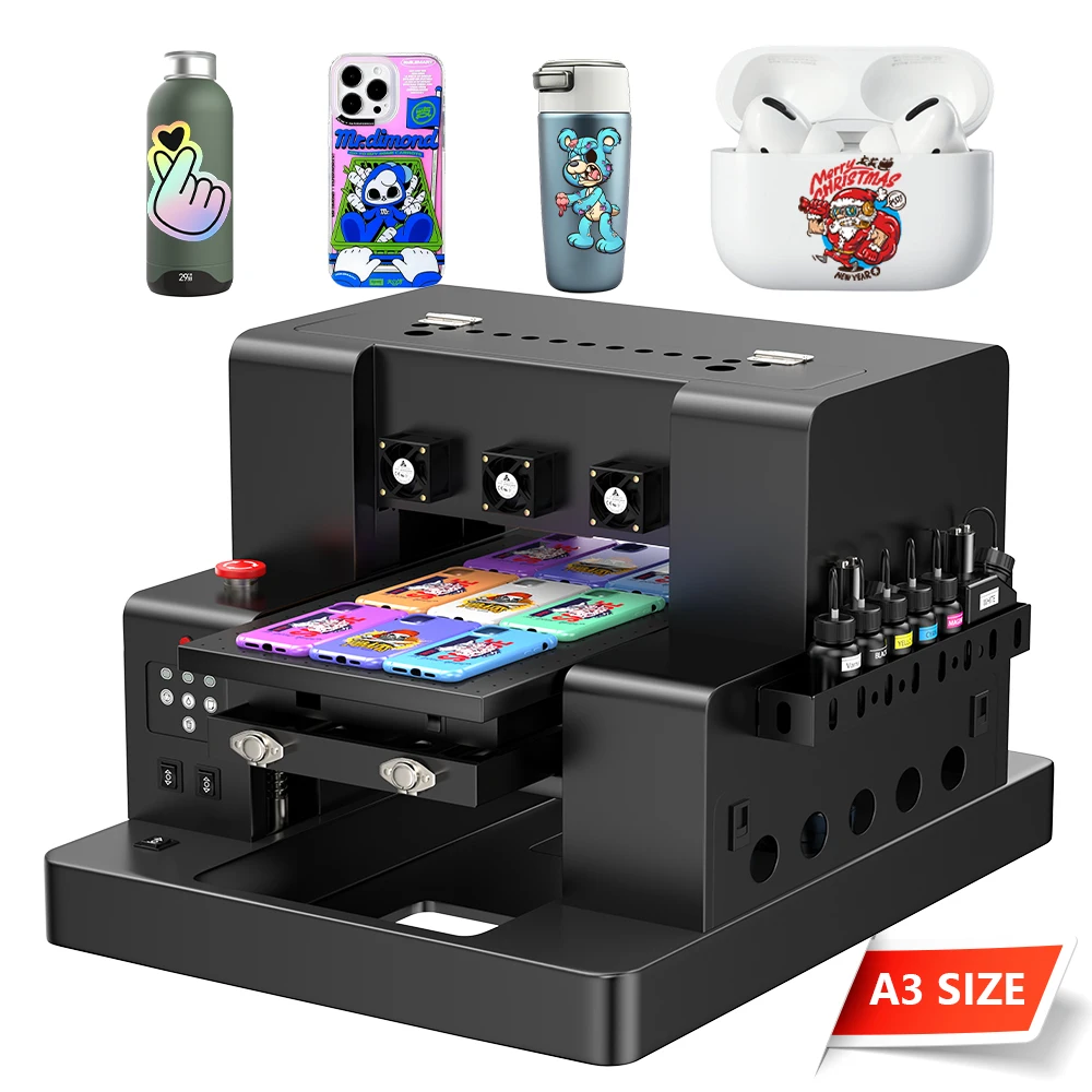 A3 Size L805 Head Uv Flatbed Printer 3250 A3 UV Printer Machine Multi Color Inkjet Printers For Phone Case Pen Acrylic Bottle