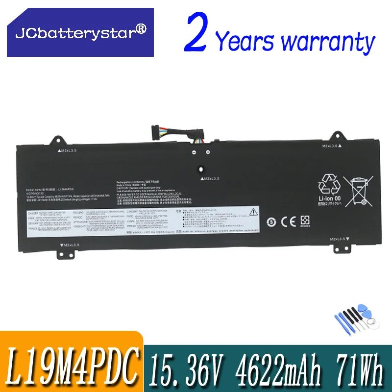 JC L19C4PDC Laptop Battery For Lenovo Ideapad Yoga 7-14ITL5 7-15ITL5 Series 5B10Z26482 L19L4PDC 15.36V 4622mAh Free Tools