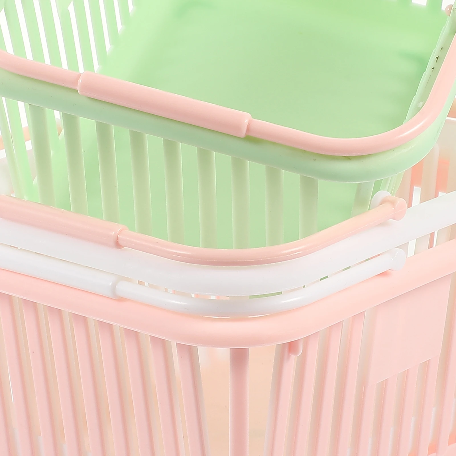 

3pcs Plastic Storage Baskets With Handles Portable Bathroom Organizer Hollow Design For Cosmetics Jewelry Stationery