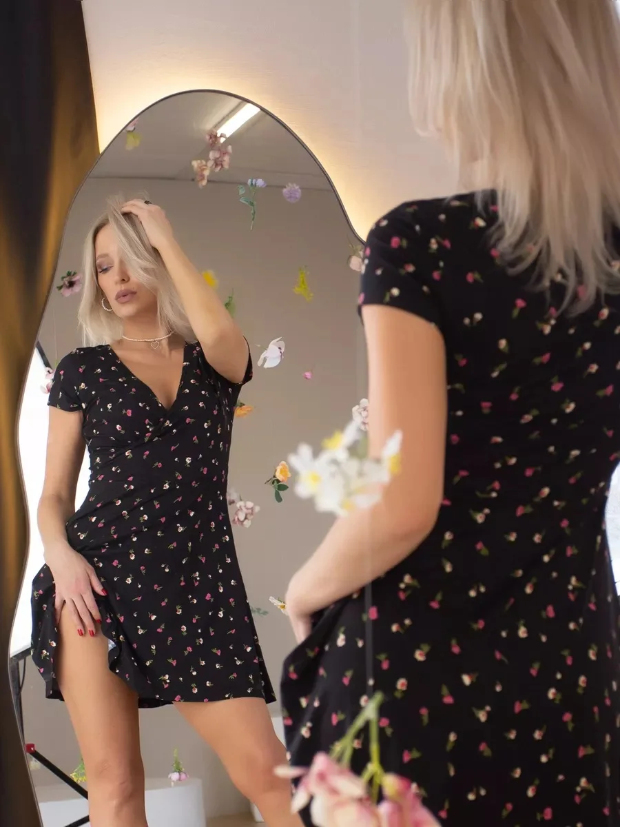 Boho Floral Print Women Dress 2025 Summer Sexy V Neck Short Sleeve A Line Mini Dresses Beach Vacation Sundress Vestidos Y2k