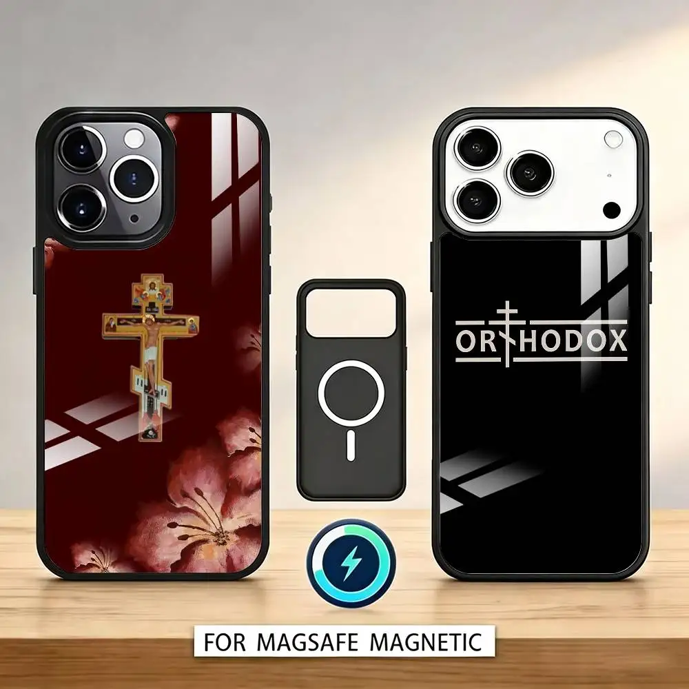 O-Orthodox Cross Symbol Phone Case For iPhone17,16,15,14,13,12,11 Plus,Pro Max Magnetic For Magsafe Wireless Charging