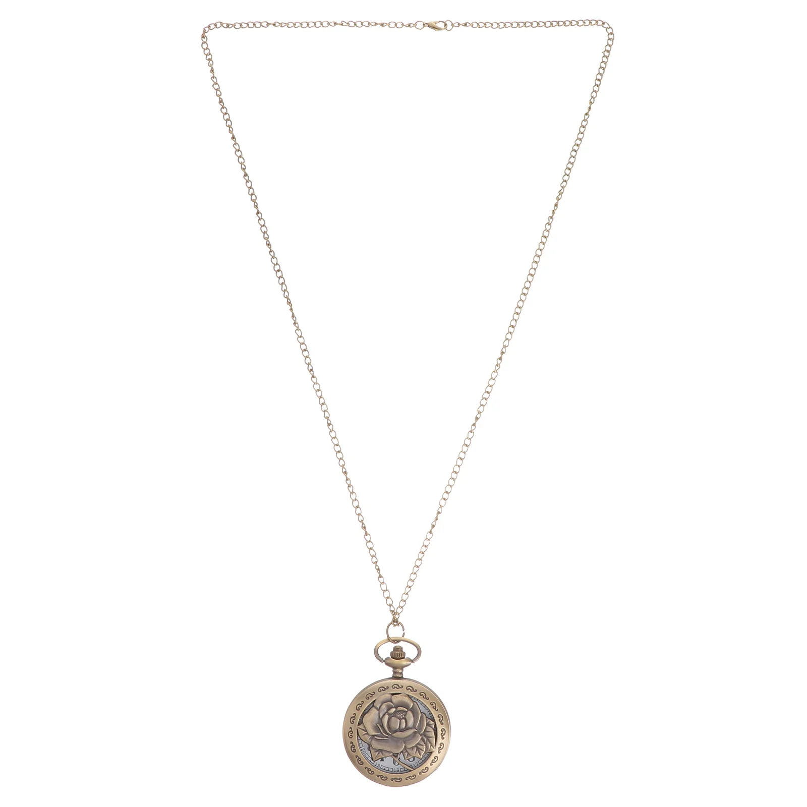 

Three Dimensional Rose Pattern Pocket Watch Vintage Hollow Quartz Movement Hanging Necklace Watches Durable Titanium Mini Gifts