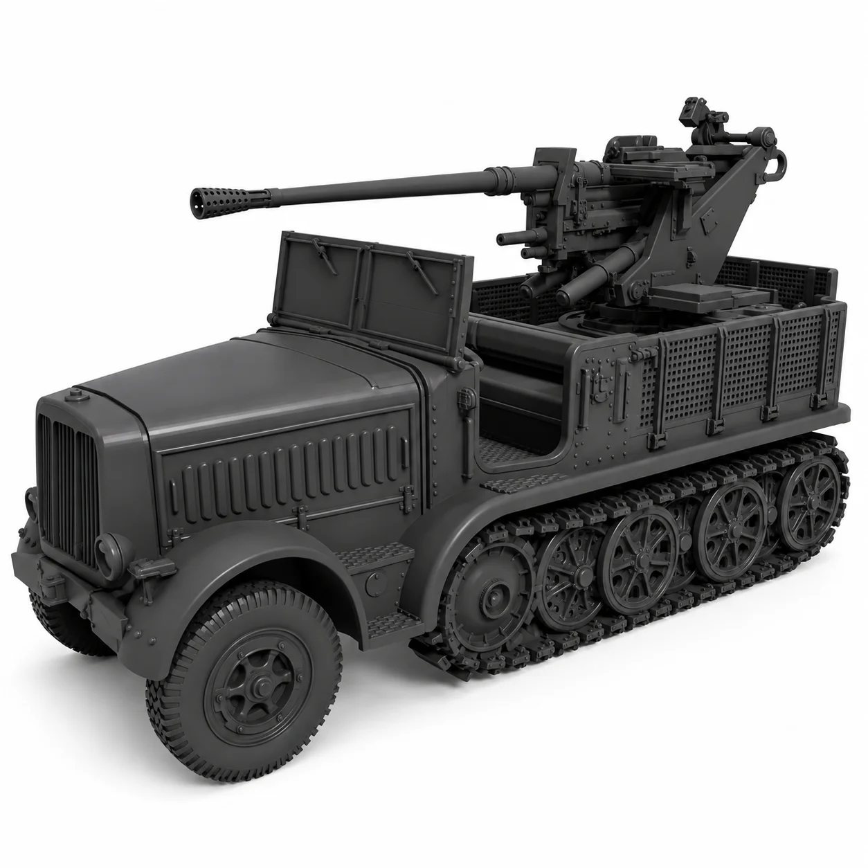 SSMODEL 1/72 1/144 Multi Scale Half-track Sd.Kfz.7/2 - 3.7cm Flak37 Resin MODEL KIT TSS0948