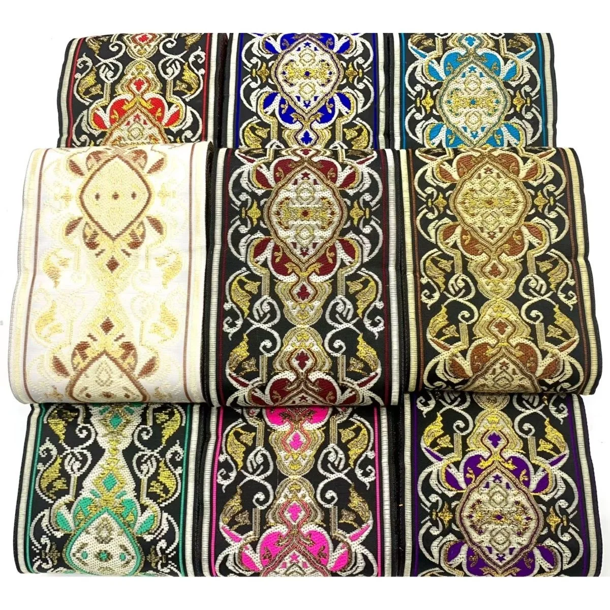

10cm 7 Yards Jauquard Ribbon Vintage Ethnic Embroidery Lace Trim Ribbon For Clothes Curtain Accessories DIY Fabric