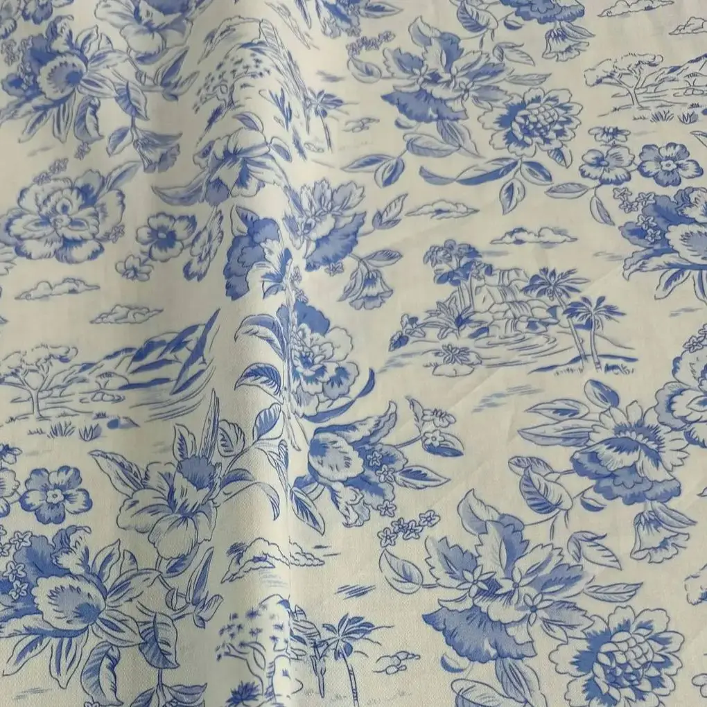 فستان من نسيج الساتان المطبوع عالي الكثافة من القطن 80 قطعة، فستان نسائي، نسيج ملابس مصنوع يدويًا