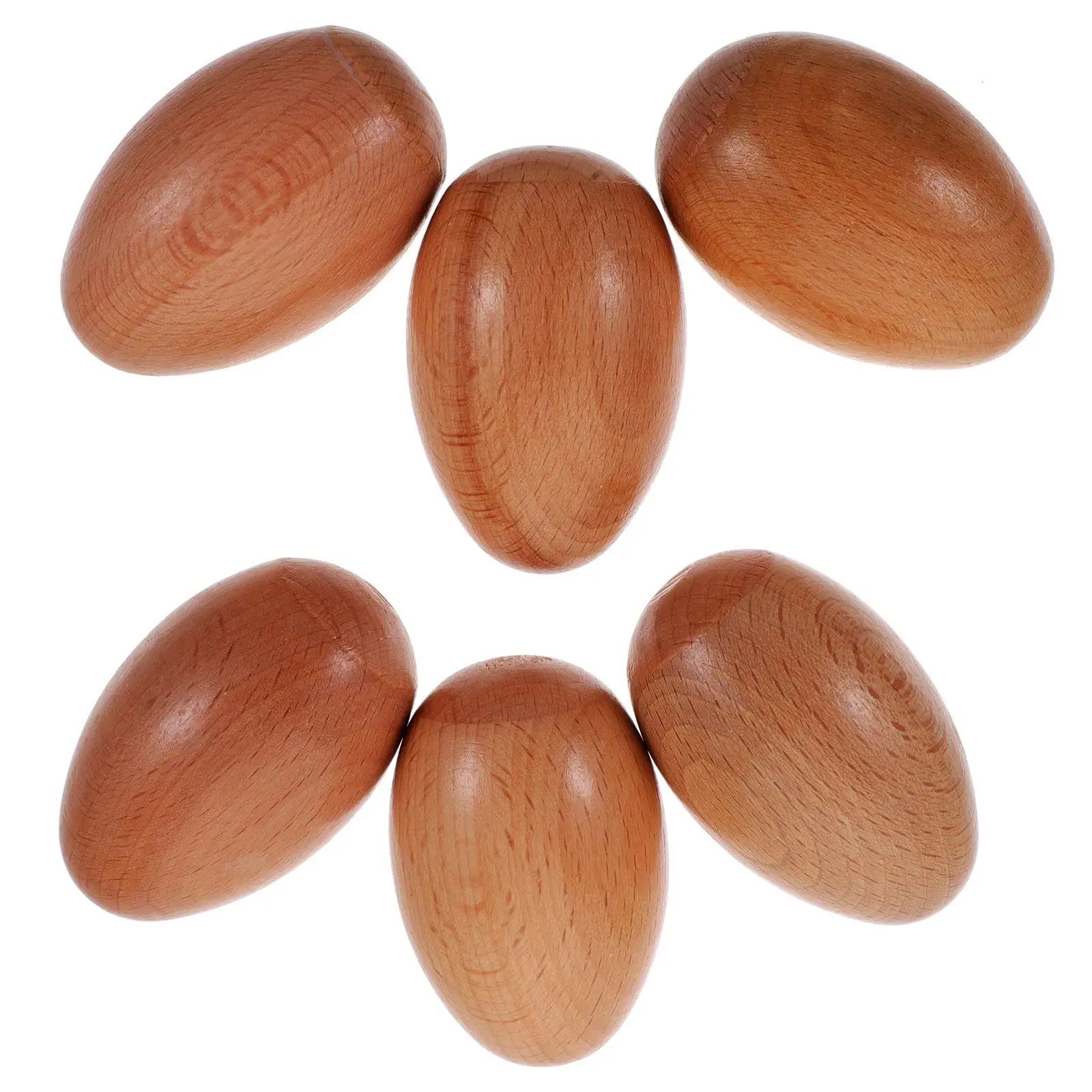 

6 Pcs Natural Beechwood Sand Eggs Wooden Maracas For Educational Sound Shaking Instruments Preschool Learning Toys Montessori