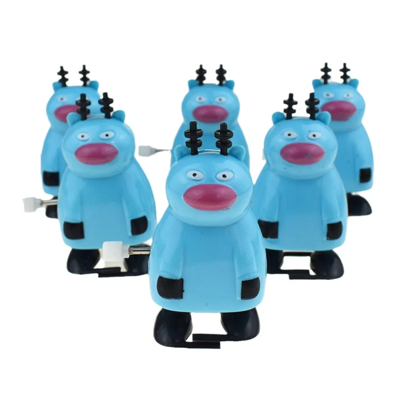 1 Pcs Novelty Funny Cartoon Cute Clockwork Toy Walking Blue Nerdy Cow Model Toys Children Halloween Mischief Fun Toys