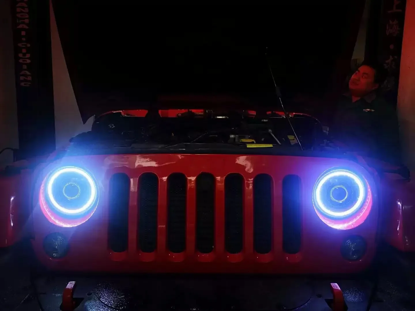 

Front Headlight Head Light Headlamp Angel eyes for Jeep Wrangler 07-17 LED DRL Daytime Running Light Turn signal
