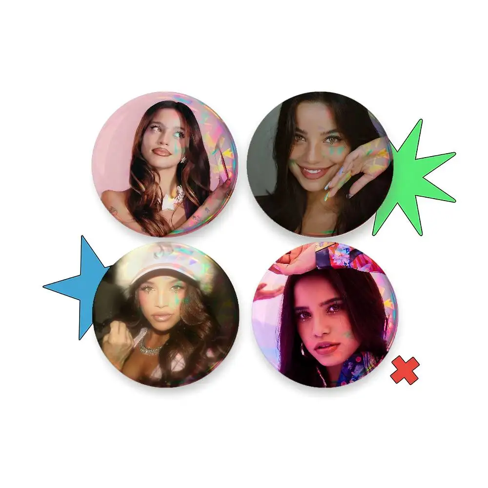 Singer E-Emilia M-Mernes For Badge Custom Laser Hologram Enamel Pin Badge Metal Lapel Brooch For Clothes Bag Accessory Gift