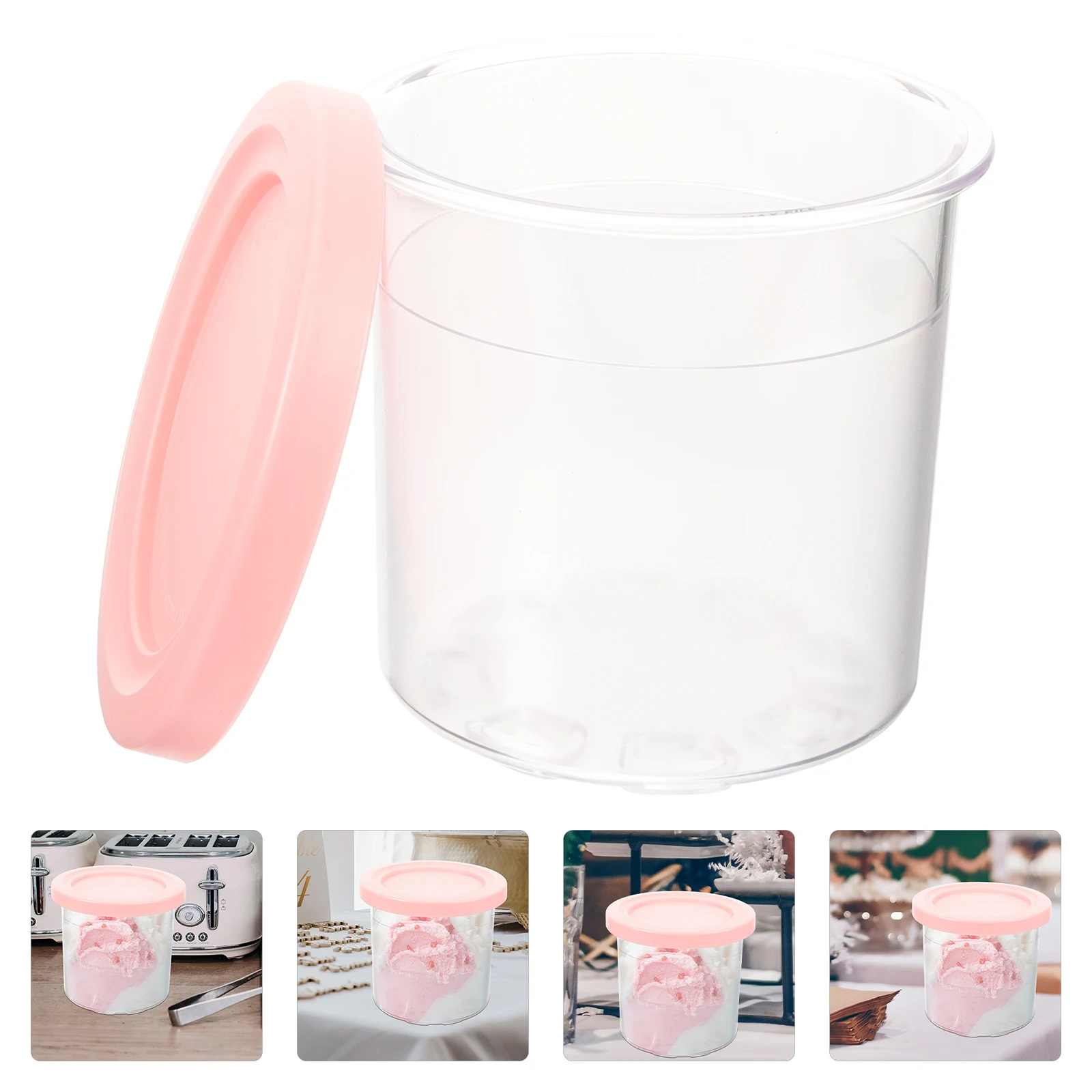 

Ice Cream Storage 500Ml Plastic Food Container Reusable For Dessert Yogurt Fruit Salad Storage Container
