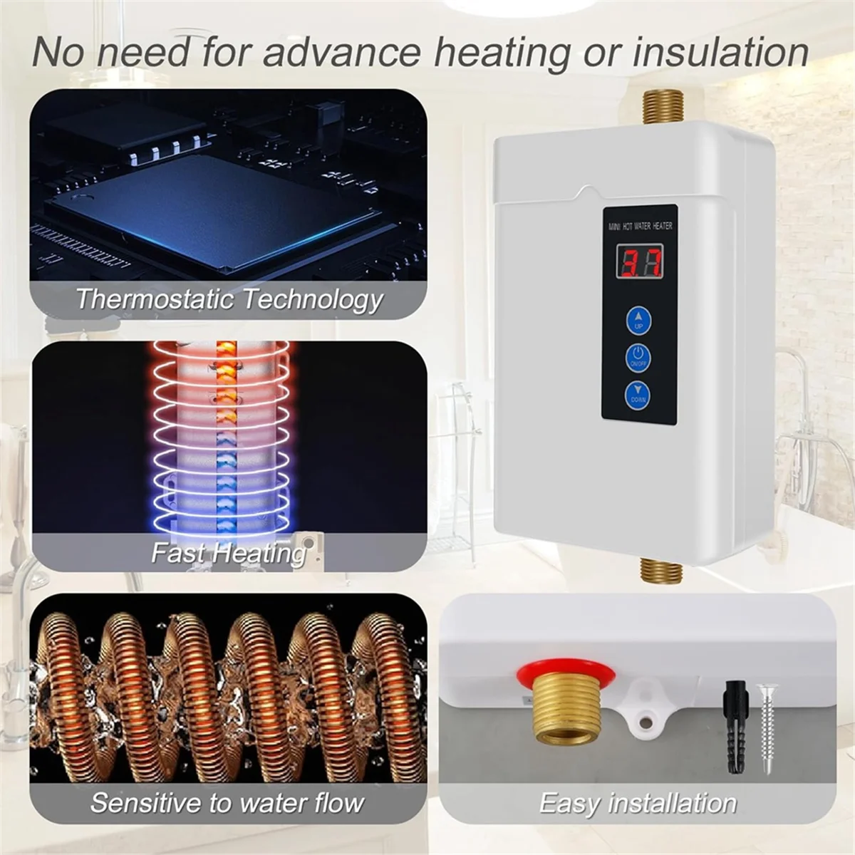 

under sink hot water heater Water Heater Electric, 3000W 110V Instant Hot Water Heater