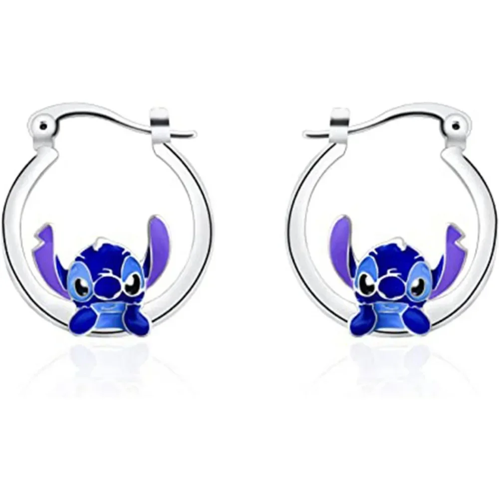 Disney-pendientes de Lilo & Stitch para niñas y mujeres, collares bonitos, accesorios de joyería de Anime, colgante, pendiente de tuerca, regalos de