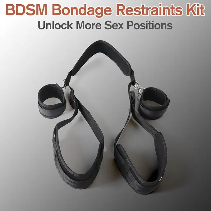 SM الكبار زوجين لعبة الجنس عبودية BDSM عدة قيود السرير مجموعة أصفاد الرقبة الفخذ الكاحل قابل للتعديل لعبة الجنس للنساء لا هزاز