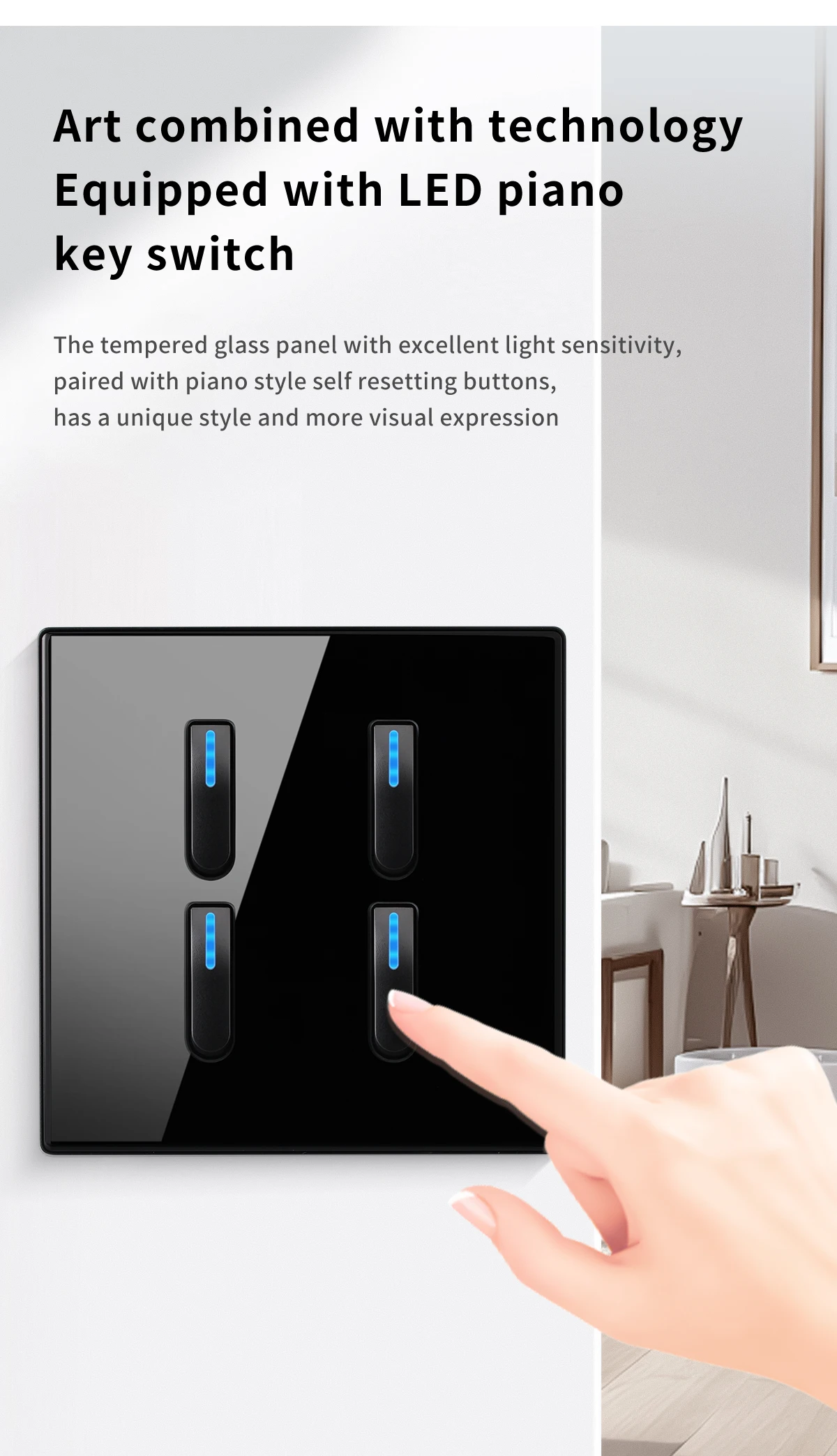 Tempered glass wall light switch product image 6