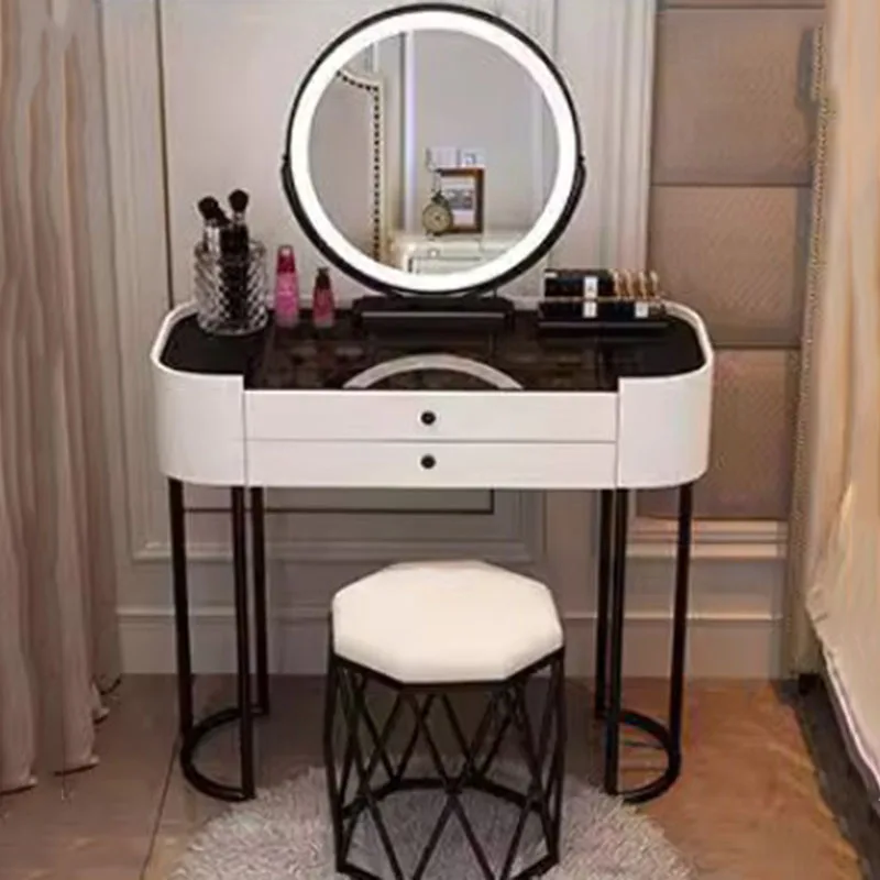 Tanie krzesło toaletka kobiety biała szuflada narożna toaletka lustro makijaż Vanity De Maquillaje Mueble zestawy mebli