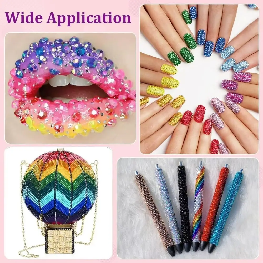42 Girds 3D Fingernail Rhinestones Multicolor AB Crystal Glitter Nail Jewelry Flatback 3D Glass Nail Art Rhinestones Kit