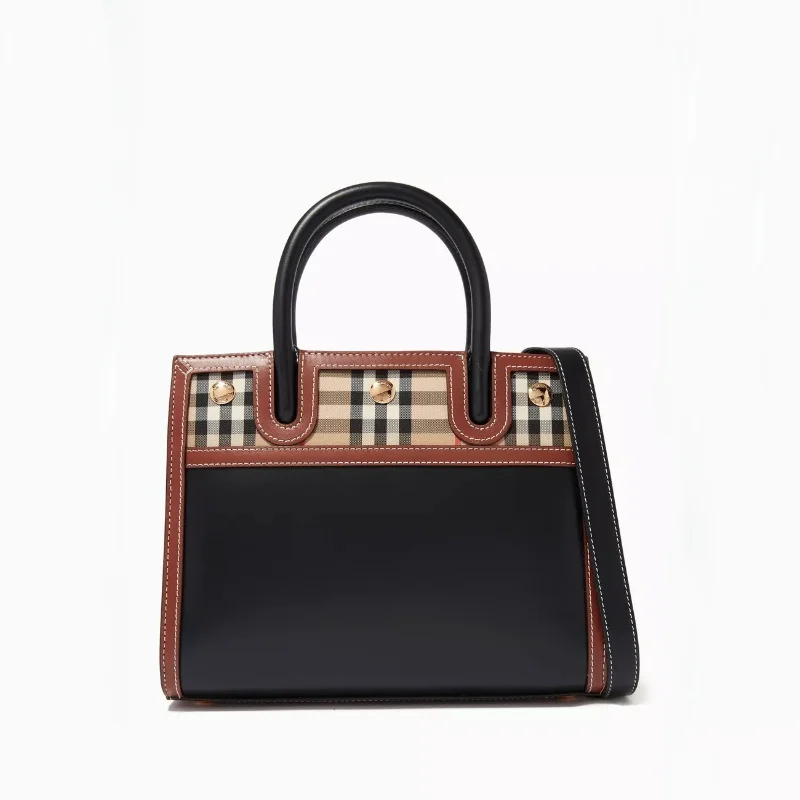 Vintage Check Two-Handle Tote Bag Women British Style Exquisite Elegant Luxury Designer Handbag Classic Plaid Work Shoulder Bag