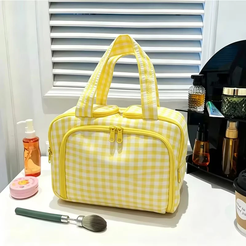 New Multifunctional Makeup Bag For Women Large Capacity Portable Double Zipper Travel Makeup Brush Toiletries Storage Bag