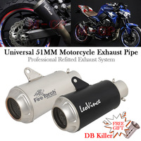 51MM Universal Motorcycle Leo Vince LV-10 Exhaust Pipe DB Killer Muffler Escape For Z700 Z900 RS Ninja400 Z400 S1000 XR GSX 250R