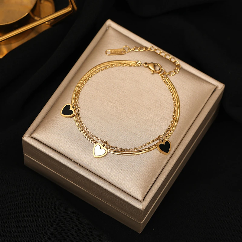 316L Stainless Steel New Fashion Fine Jewelry Set Natural Seashells Love Heart Charm Chain Necklaces Bracelet Earrings For Women