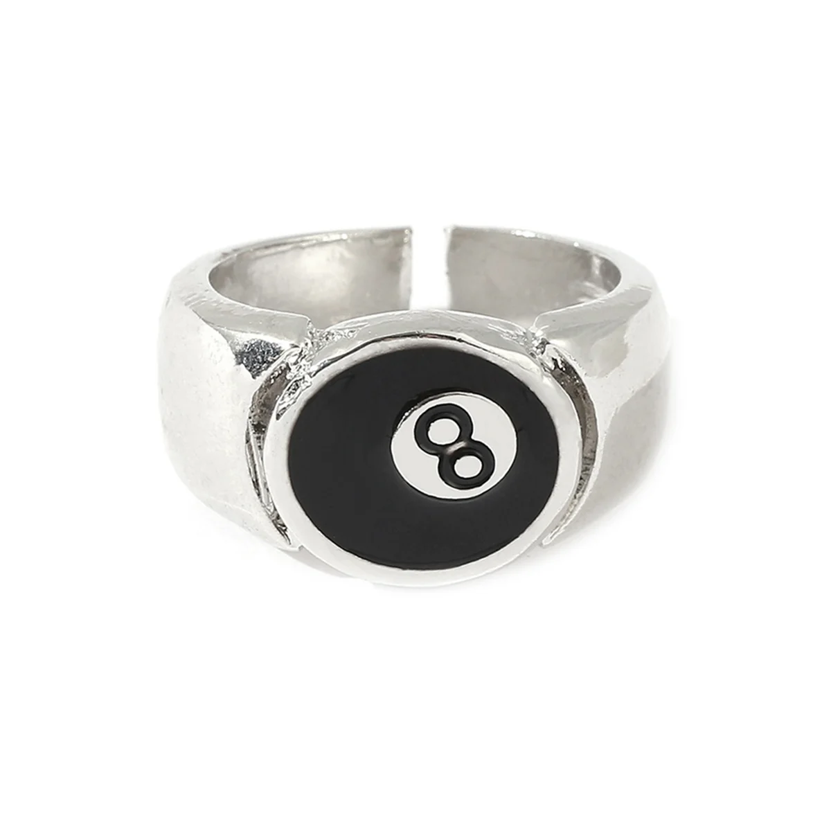 8 Ball Pool Ball Ring,Adjustable Number Black 8 Eight Pool Billiard Ring, for Pool Lovers, Billiards Men'S Ring