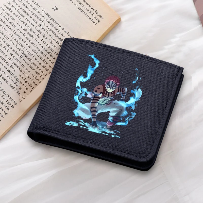 Demons Slayers Short Canvas Wallet Cartoon Ultra-thin Trendy Minimalist Wallets Simple Portable Business Billfold Fashion Gifts