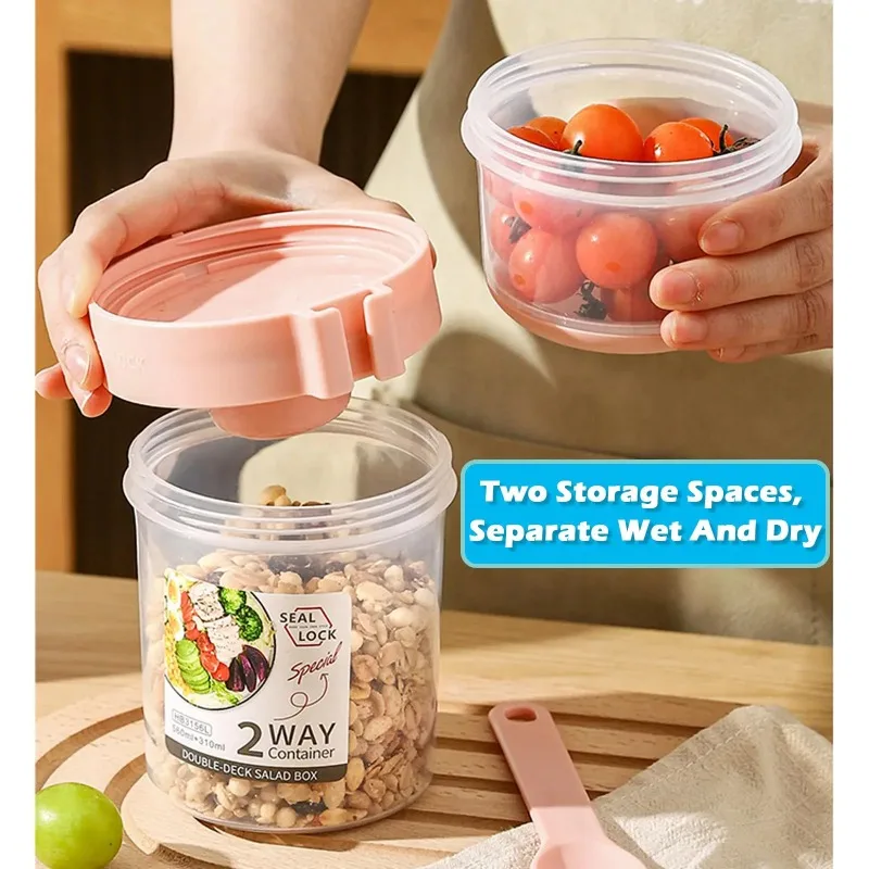 Breakfast On The Go Cups, Salad Cup To Go, Take And Go Yogurt Cereal Overnight Oats Snack Parfait Containers & Salad Dressing